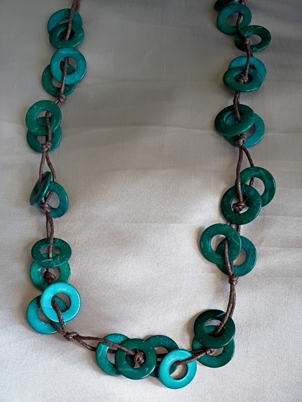 Handcrafted Teal Ring-Link Necklace - Women Jewelry